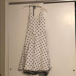 NWT White & black polka dot halter dress